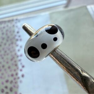 Trollbeads Black & White Polka Dot Glass Bead – Sterling LAA Core – Early Style